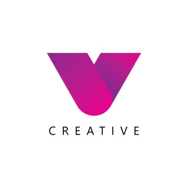 V harfi simge tasarım şablonu ögesi