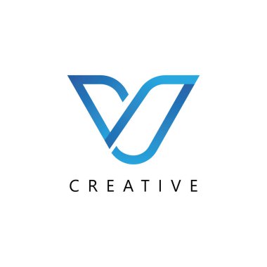 V harfi simge tasarım şablonu ögesi