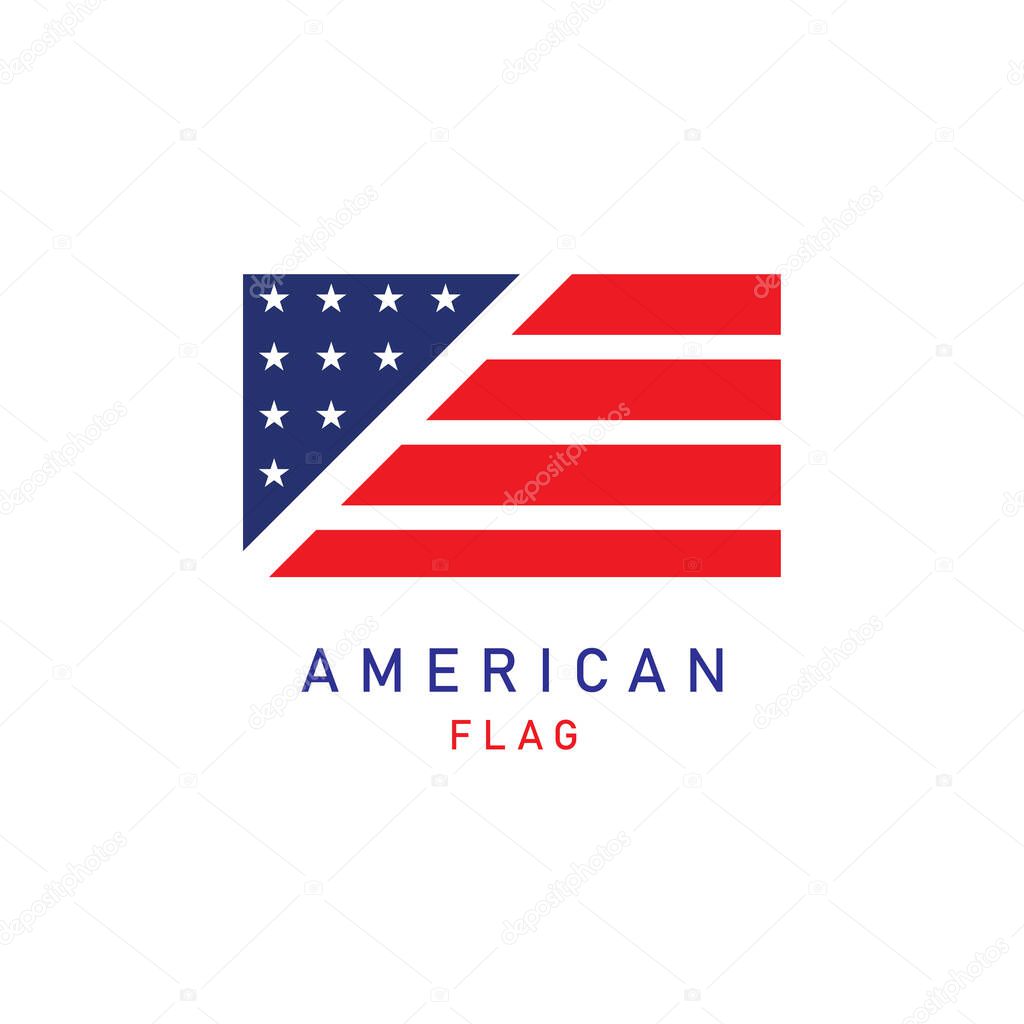 American flag logo design elements vector icons