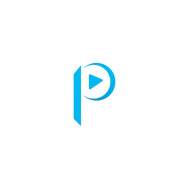 P çalma düğmesi logo tasarım vektör işareti