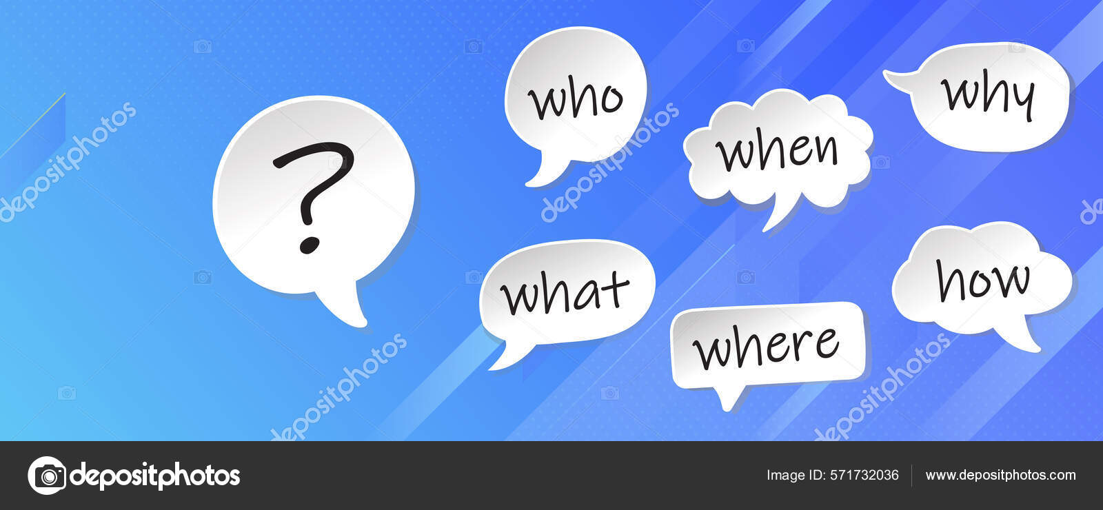 Speech Bubble Text Questions Who What Why How Question Mark Stock