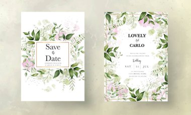 Sulu suluboya arka planlı suluboya düğün davetiyesi bırakıyor