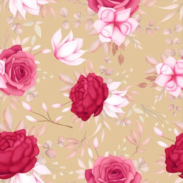 Belle Fleur Marron Romantique Motif Sans Couture — Image vectorielle
