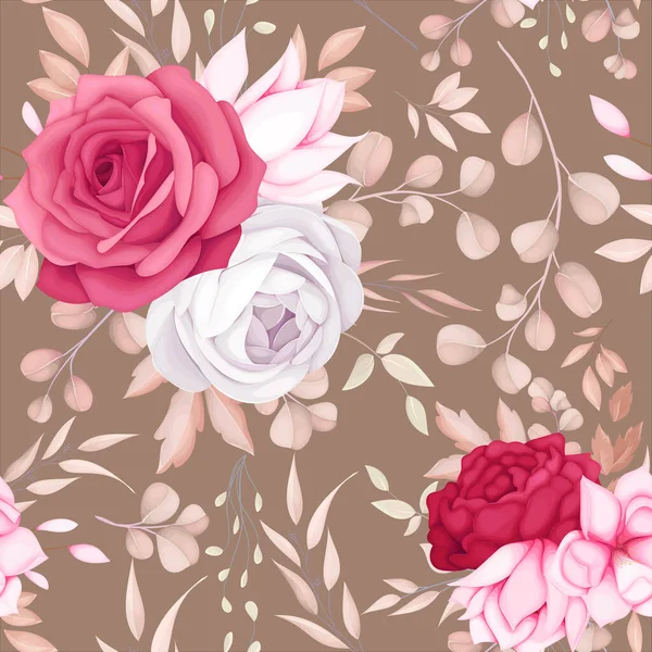 Belle Fleur Marron Romantique Motif Sans Couture — Image vectorielle