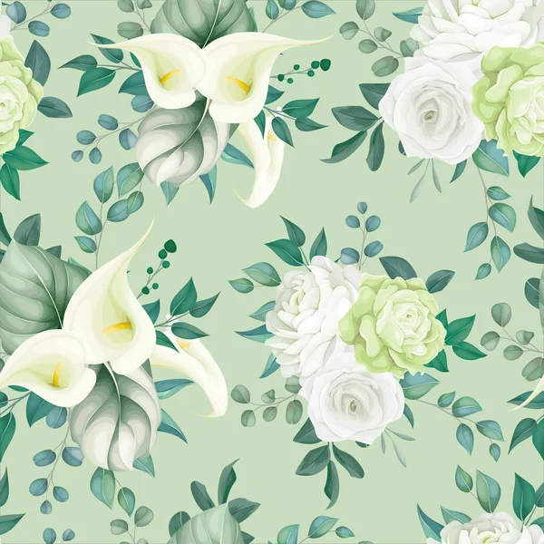 Beau Motif Floral Sans Couture Lys Blanc Rose — Image vectorielle