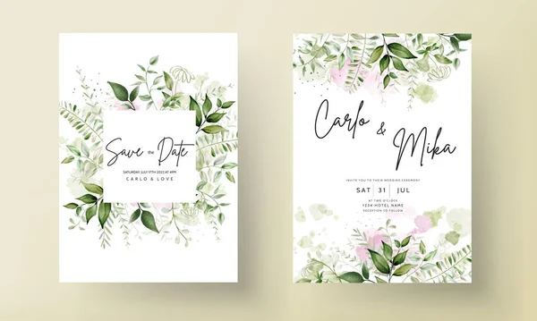 suluboya yapraklı modern düğün davetiyesi