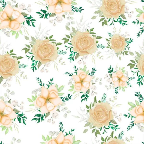 Beau Dessin Main Motif Floral Sans Couture — Image vectorielle