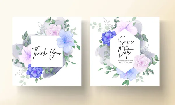 Gyönyörű Virág Levelek Esküvői Meghívó — Stock Vector