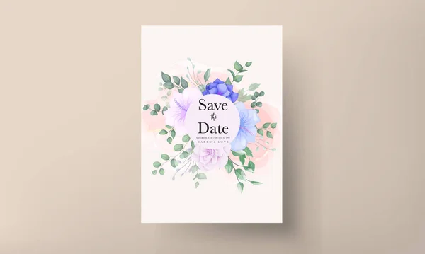 Красива Квітка Листя Весілля Запрошення — стоковий вектор