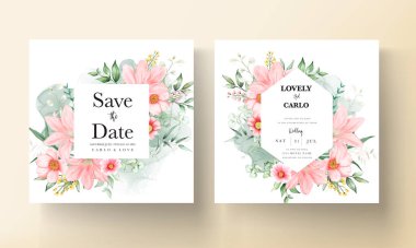 suluboya düğün davetiyesi Güzel çiçek şablonu