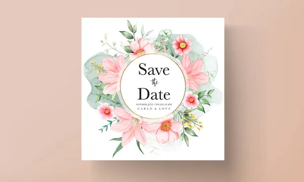 Aquarelle Mariage Invitation Beau Modèle Fleur — Image vectorielle