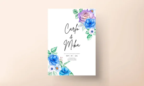 Modèle Carte Invitation Mariage Floral Dessiné Main Aquarelle — Image vectorielle