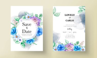 Zarif çiçek düğün davetiyesi şablonunu bırakır