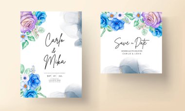 Zarif çiçek düğün davetiyesi şablonunu bırakır