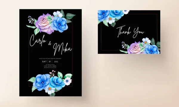 Modelo Cartão Convite Casamento Folhas Flor Elegante — Vetor de Stock
