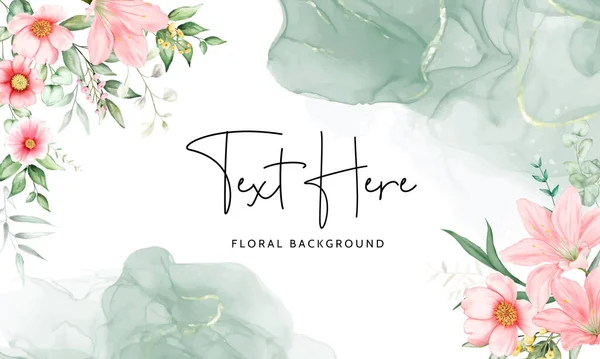 Romantisk Blommig Akvarell Bakgrund Mall — Stock vektor