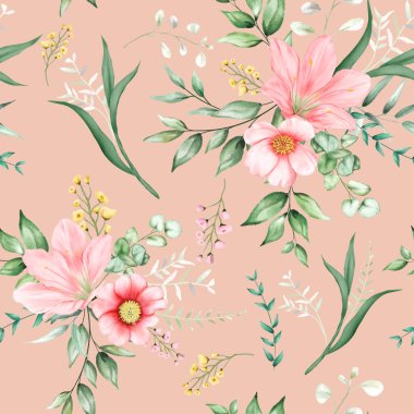 Kusursuz desen Güzel çiçek suluboya