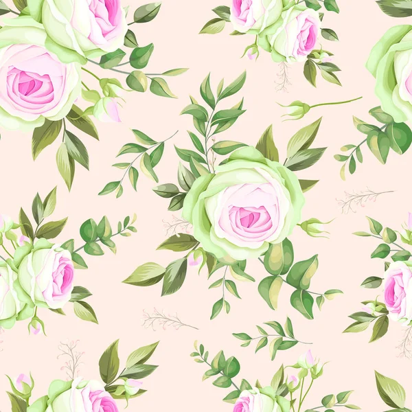 Beau Cadre Floral Motif Sans Couture Avec Fleur Rose Fleurie — Image vectorielle