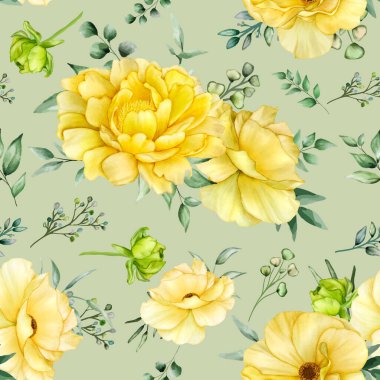 Güzel suluboya çiçekleri kusursuz desenler.