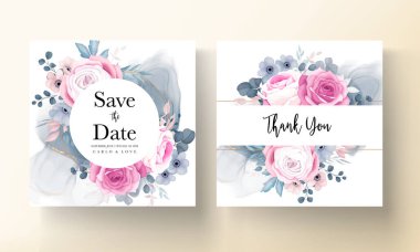 Zarif el çizimi düğün davetiyesi Güzel çiçek tasarımı