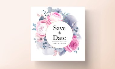 Zarif el çizimi düğün davetiyesi Güzel çiçek tasarımı