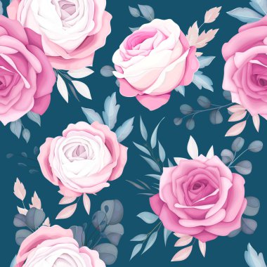 Romantik pembe ve donanma çiçeksiz desen