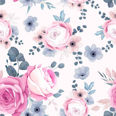 Romantik pembe ve donanma çiçeksiz desen