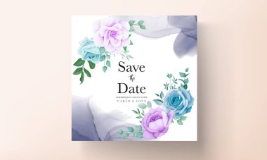 Zarif el çizimi düğün davetiyesi çiçek tasarımı