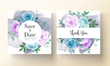 Zarif el çizimi düğün davetiyesi çiçek tasarımı