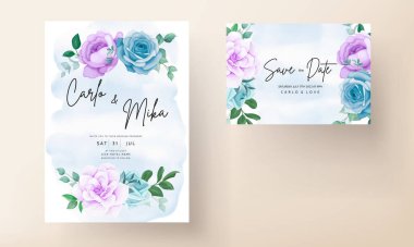 Zarif el çizimi düğün davetiyesi çiçek tasarımı