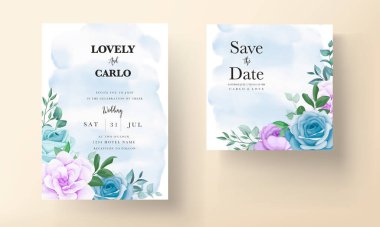 Zarif el çizimi düğün davetiyesi çiçek tasarımı