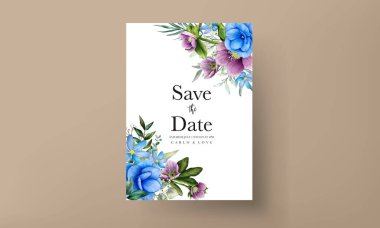 Zarif el çizimi düğün davetiyesi suluboya çiçek tasarımı