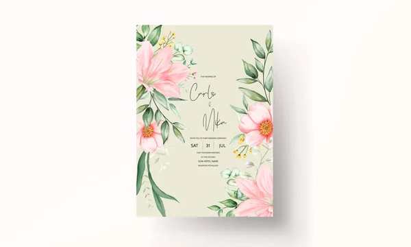 エレガントな手描きの結婚式の招待状水彩花のデザイン — ストックベクタ