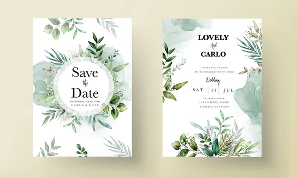 Suluboya yapraklı zarif bir düğün davetiyesi.