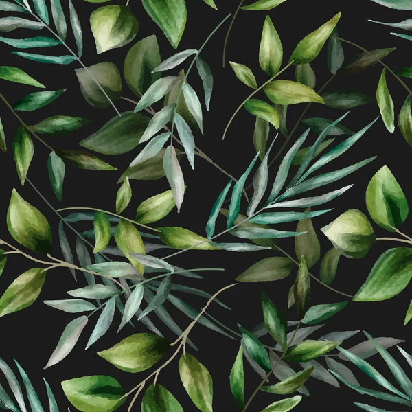 Elegante Florale Nahtlose Muster Mit Handzeichnung Blätter Aquarell — Stockvektor