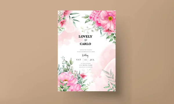 Romantic Flower Wedding Invitation Card Template Hand Drawing Floral — стоковый вектор