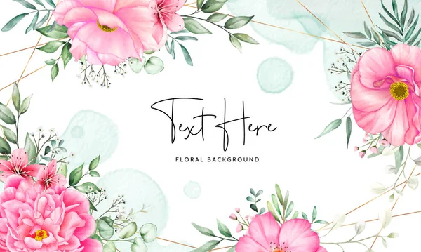 Floral Background Beautiful Flower Leaves Watercolor Set — Vettoriale Stock