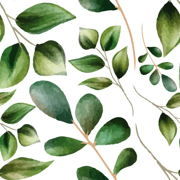Seamless Pattern Design Beautiful Watercolor Leaves — Wektor stockowy