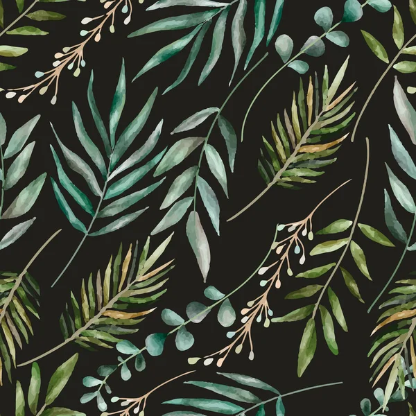 Seamless Pattern Design Beautiful Watercolor Leaves — Stockvektor