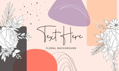 Beautiful floral background with monoline design