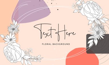 Beautiful floral background with monoline design
