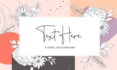 Beautiful floral background with monoline design