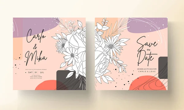 Beautiful Floral Background Monoline Design — Vettoriale Stock