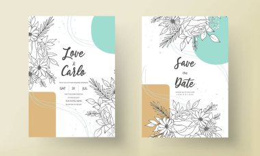 Simple wedding invitation card with peri color abstract background