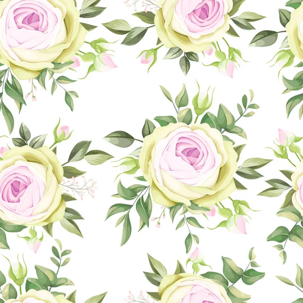 Beautiful Hand Drawn Roses Seamless Pattern — Stockvektor