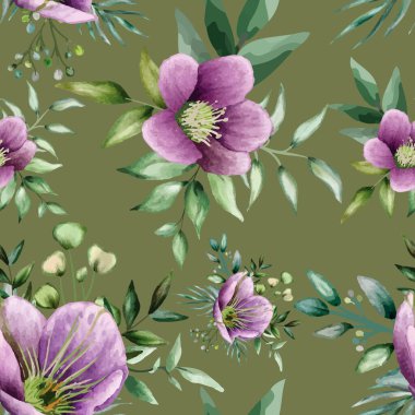 Güzel çiçek suluboya kusursuz desen