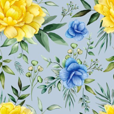 Güzel çiçek suluboya kusursuz desen