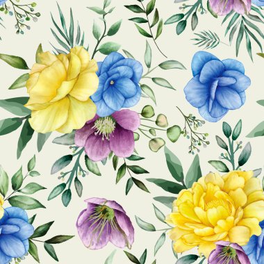 Güzel çiçek suluboya kusursuz desen