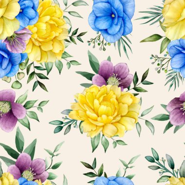 Güzel çiçek suluboya kusursuz desen