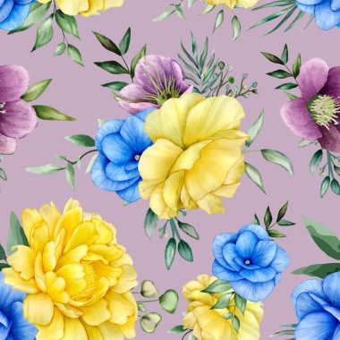 Güzel çiçek suluboya kusursuz desen